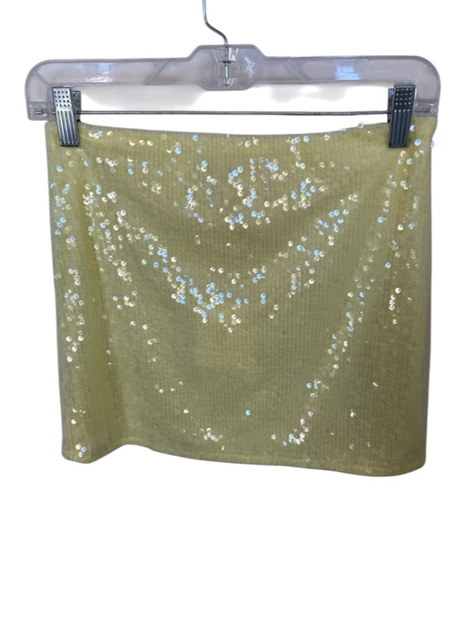 Peppermayo Size 4 Yellow Sequins Side Zip Mini Skirt Yellow / 4