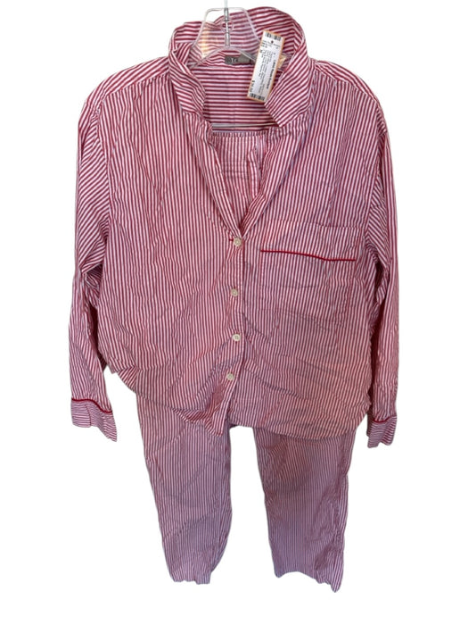 J. Crew Size M Red & White Cotton Drawstring Striped Pants Long Sleeve Pajamas Red & White / M