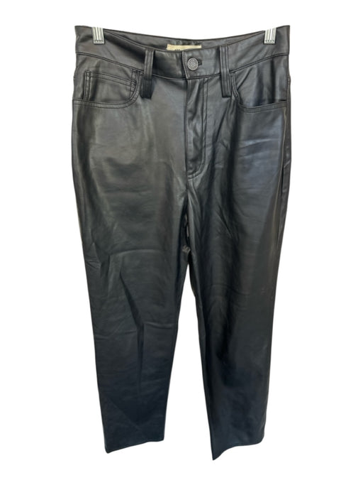 Madewell Size 26 Black Vegan Leather High Waist Wide Leg Cropped Pants Black / 26