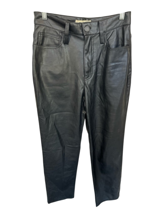 Madewell Size 26 Black Vegan Leather High Waist Wide Leg Cropped Pants Black / 26