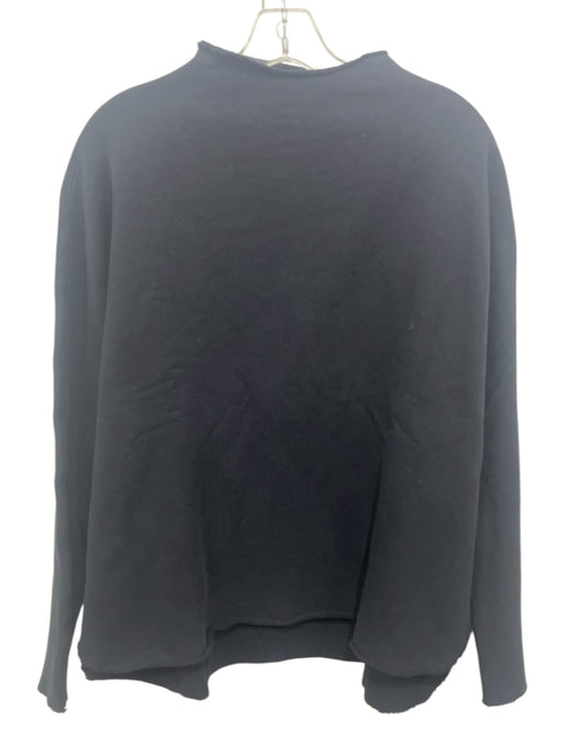 Frank & Eileen Size S Black Cotton Dolman Sleeve Mock Neck Raw Hem Top Black / S