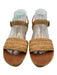 Stuart Weitzman Shoe Size 8.5 Tan Brown Leather Woven Wedge Ankle Strap Sandals Tan Brown / 8.5