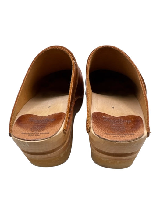 Troentorp Shoe Size 39 Cognac Brown Leather Wood Sole Slip On Clogs Cognac Brown / 39