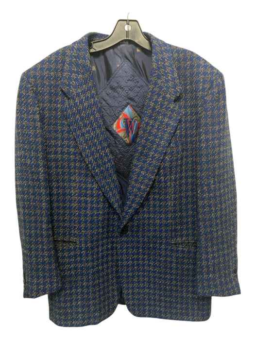 Pal Zileri Blue & Gray Wool Blend Plaid 2 Button Men's Blazer 40