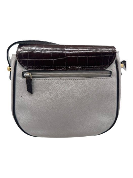 Bally White & Brown Pebbled Leather Crossbody Button Close Gold Hardware Bag White & Brown / M