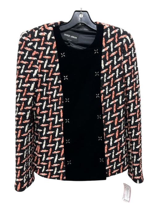 Giorgio Armani Size 40 Black, Pink & White Wool Woven Double Breast Jacket Black, Pink & White / 40