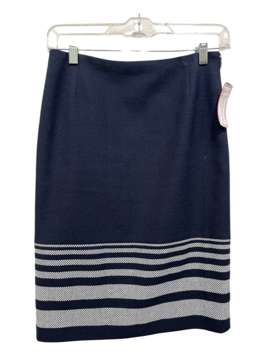 Boss Hugo Boss Size 2 Navy Blue & White Cotton Blend Striped Woven Skirt Navy Blue & White / 2