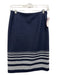 Boss Hugo Boss Size 2 Navy Blue & White Cotton Blend Striped Woven Skirt Navy Blue & White / 2