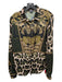 Just Cavalli Size 42 Black, green & yellow Polyester Animal Print Button Up Top Black, green & yellow / 42