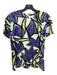 Salvatore Ferragamo Size S White, Blue & Yellow Cotton Leaf Print Scoop Neck Top White, Blue & Yellow / S