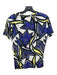 Salvatore Ferragamo Size S White, Blue & Yellow Cotton Leaf Print Scoop Neck Top White, Blue & Yellow / S