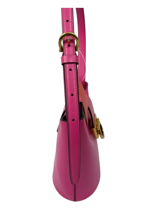 Salvatore Ferragamo Pink Leather One Handle Gold Hardware Bucket Bag Pink / S