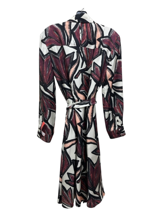 Salvatore Ferragamo Size 40 Purple, White & Black Silk Leaf Print Pockets Dress Purple, White & Black / 40