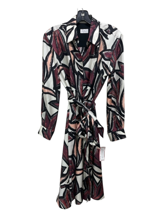 Salvatore Ferragamo Size 40 Purple, White & Black Silk Leaf Print Pockets Dress Purple, White & Black / 40