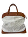 Etro Cream & Brown Canvas Leather 2 handles Embroidered Zip Close Bag Cream & Brown / M