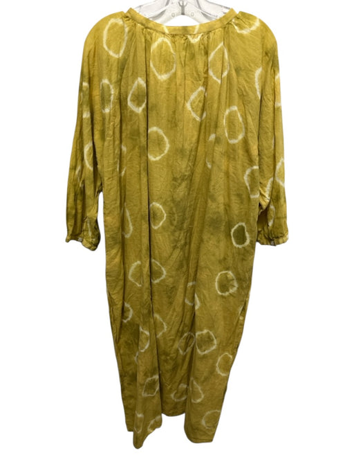 Par & Escala Size M/L Mustard Yellow Cotton Tie Dye Circles Button Detail Dress Mustard Yellow / M/L