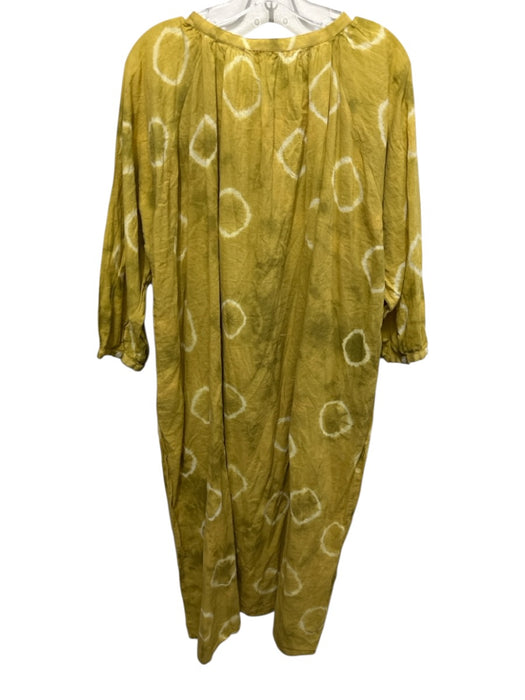 Par & Escala Size M/L Mustard Yellow Cotton Tie Dye Circles Button Detail Dress Mustard Yellow / M/L