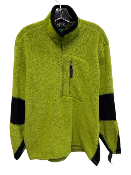 Patagonia Size M Lime Green & Black Polyester Fleece 1/2 Zip high neck Jacket Lime Green & Black / M
