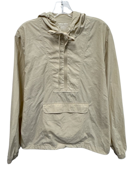 Outdoor Voices Size M Beige Nylon 1/2 Zip Hooded Athletic Pullover Jacket Beige / M
