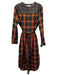 Billy Reid Size S Black, Orange & Yellow Cotton Plaid Zip Front Dress Black, Orange & Yellow / S