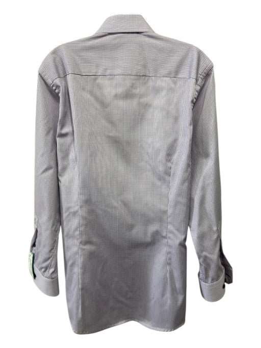 Eton Size 15.75 White & Purple Cotton Grid Button up Men's Long Sleeve Shirt 15.75