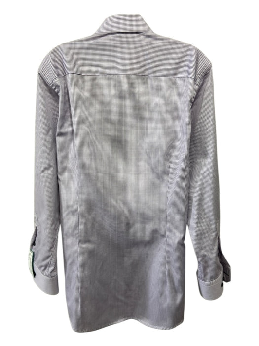 Eton Size 15.75 White & Purple Cotton Grid Button up Men's Long Sleeve Shirt 15.75