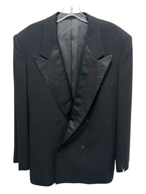 Armani Black Wool Blend Solid Tuxedo Double Breasted Men's Blazer Black / Est 42