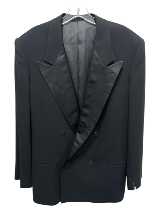 Armani Black Wool Blend Solid Tuxedo Double Breasted Men's Blazer Black / Est 42