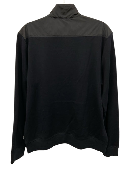 Boss Size M Navy Cotton Blend Solid Quarter Zip Sweatshirt Long Sleeve Shirt Navy / M