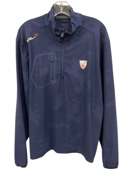 RLX Size Est M Navy Synthetic Camo Athletic Quarter Zip Men's Long Sleeve Shirt Navy / Est M