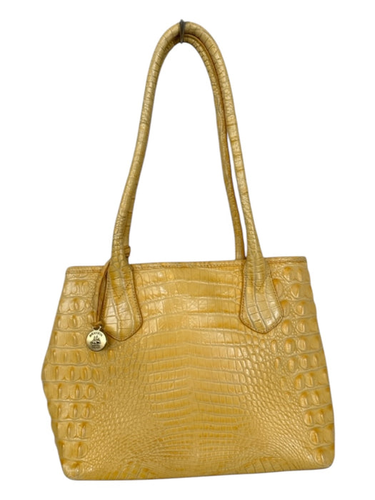 Brahmin Yellow Leather Croc Embossed Top Handles Bag Yellow / M