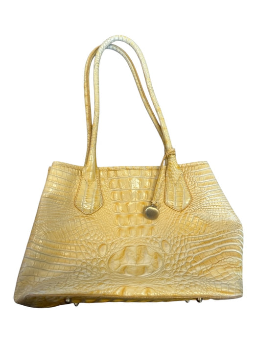 Brahmin Yellow Leather Croc Embossed Top Handles Bag Yellow / M