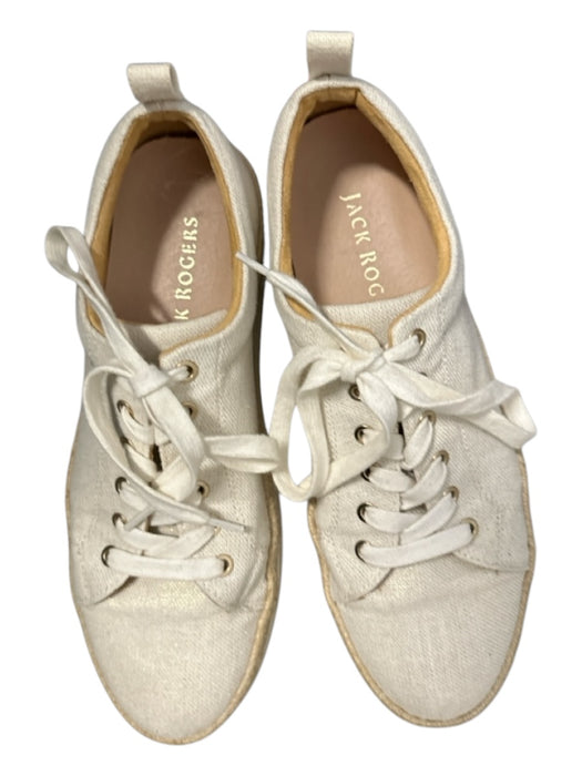 Jack Rogers Shoe Size 9M white & tan Canvas Platform lace up Athletic Sneakers white & tan / 9M