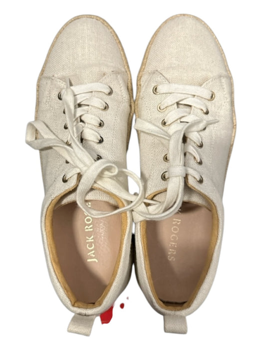 Jack Rogers Shoe Size 9M white & tan Canvas Platform lace up Athletic Sneakers white & tan / 9M