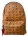 MCM Tan & black Leather Zip Close Monogram Gold Hardware Backpack Bag Tan & black / Large