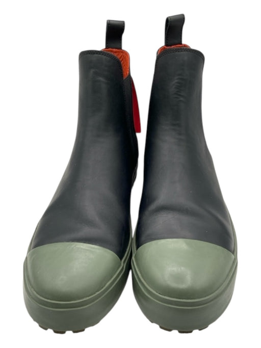 Penelope Chilvers Shoe Size 40 Black & Green Leather Rubber Lug sole Booties Black & Green / 40