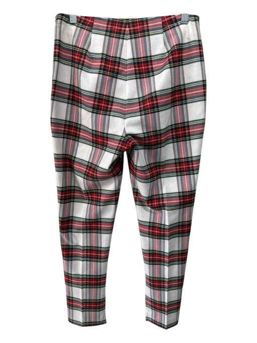Trina Turk Size 4 Cream, Red & Multi Polyester Blend Side Zip Plaid Pants Cream, Red & Multi / 4