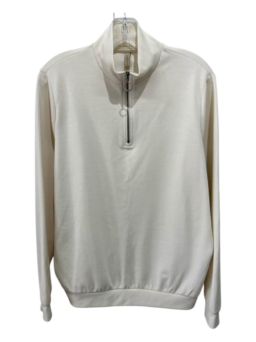Soyaconcept Size M Cream Modal Blend Long Sleeve Zip Up turtle neck Sweater Cream / M
