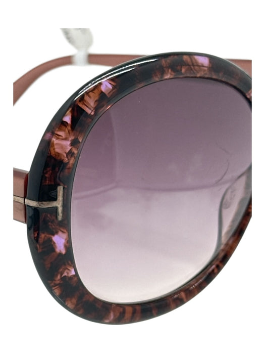 Tom Ford Brown & Lavender Acetate Marbled Gradient Round Sunglasses Brown & Lavender