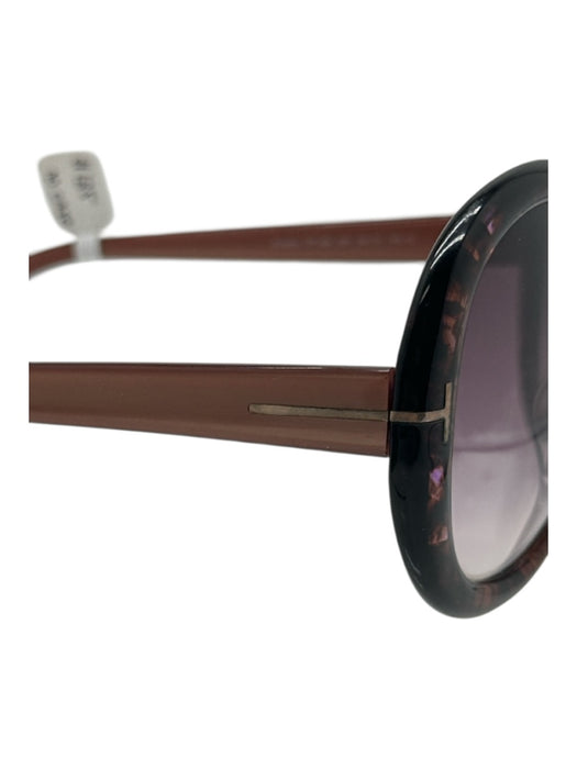 Tom Ford Brown & Lavender Acetate Marbled Gradient Round Sunglasses Brown & Lavender