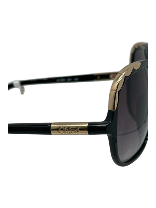 Chloe Black & Gold Acetate Gradient Rounded Square Gold Detail Sunglasses Black & Gold