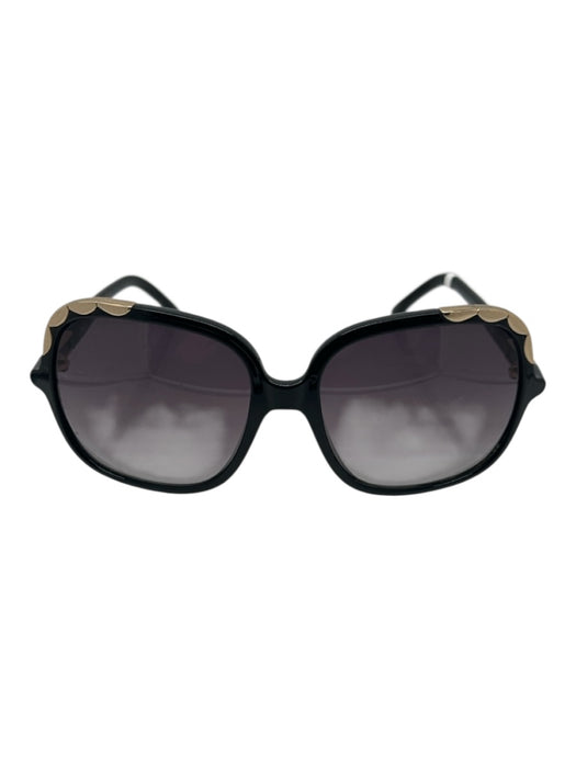 Chloe Black & Gold Acetate Gradient Rounded Square Gold Detail Sunglasses Black & Gold