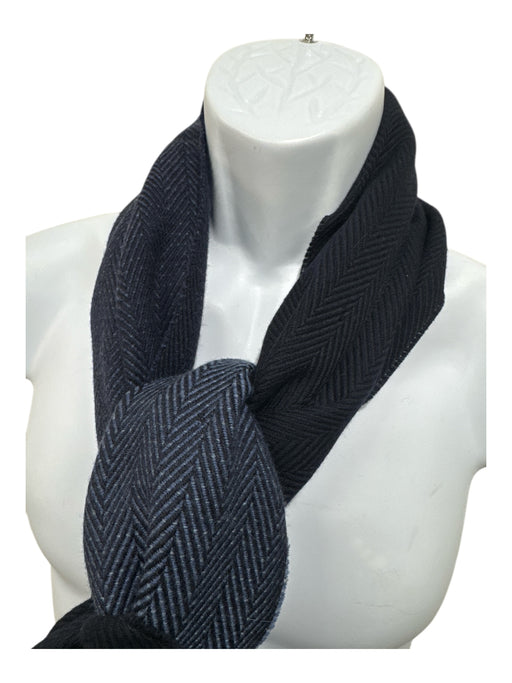 Pal Zileri Navy Wool Herringbone Men's Scarf Navy