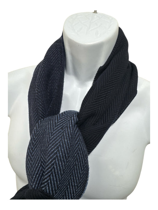 Pal Zileri Navy Wool Herringbone Men's Scarf Navy