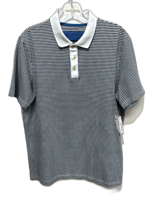 Ted Baker Size 3 Black & White Cotton Blend Micro Polo Men's Short Sleeve Black & White / 3