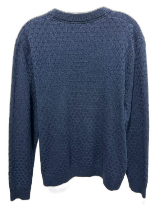 Ted Baker Size 3 Navy Wool Blend Micro Crew Men's Sweater Navy / 3