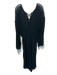 By Anthropologie Size S Black Cotton Long Sleeve Loose Knit V Neck Dress Black / S