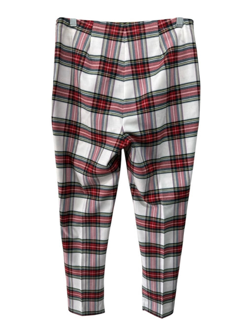 Trina Turk Size 4 Cream, Red & Multi Polyester Blend Side Zip Plaid Pants Cream, Red & Multi / 4
