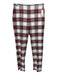Trina Turk Size 4 Cream, Red & Multi Polyester Blend Side Zip Plaid Pants Cream, Red & Multi / 4