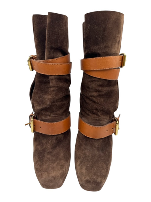 Christian Louboutin Shoe Size 39 Brown & Tan Suede leather Wrap Around Boots Brown & Tan / 39